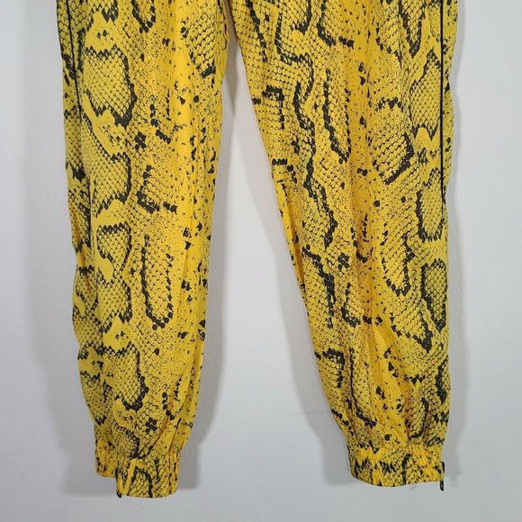 Pam & Gela Snake Print Track Pants Elastic Waist Ankle Zipper‎ Yellow Black P - Picture 9 of 12